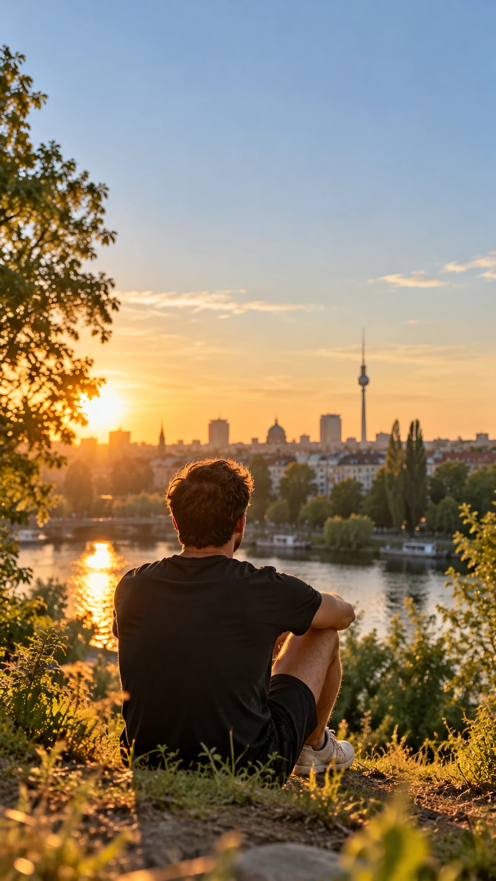 Athlete on a hill at golden hour